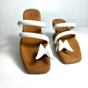The Flutter Edit – White Butterfly Flat Sandal
