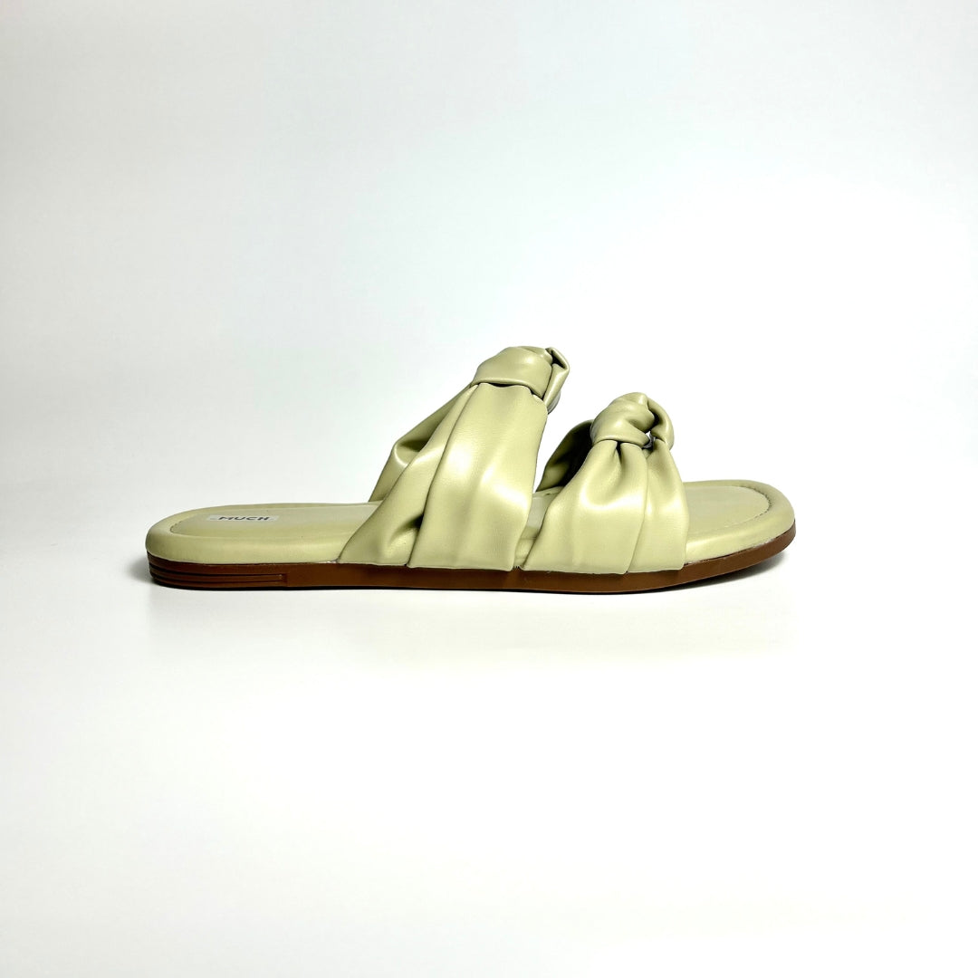 Twin Knot - Green - Flat Cushioned Slippers for Women