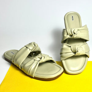 Twin Knot - Green - Flat Cushioned Slippers for Women