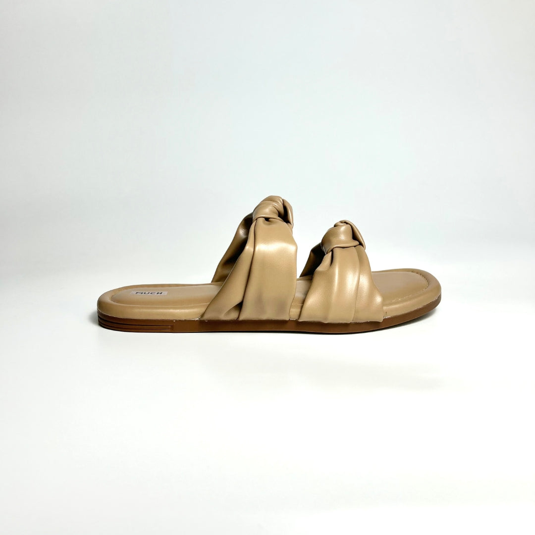 Twin Knot - Brown - Flat Cushioned Slippers for Women