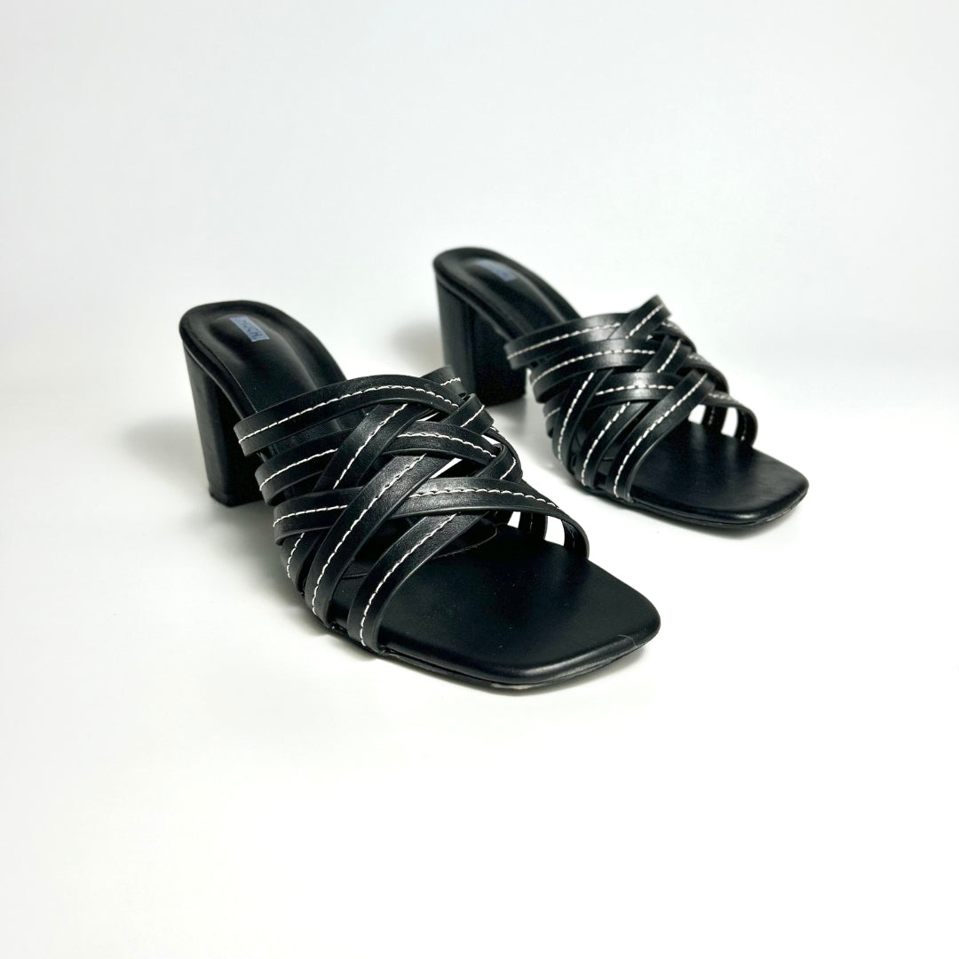 Twist Form - Black Slip-On Block Heels for Women