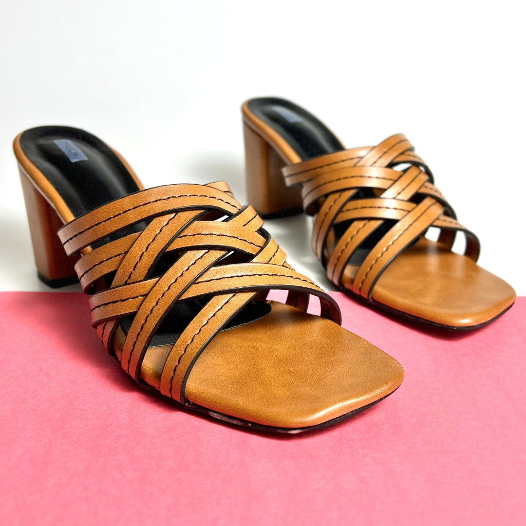 Twist Form - Brown Slip-On Block Heels for Women
