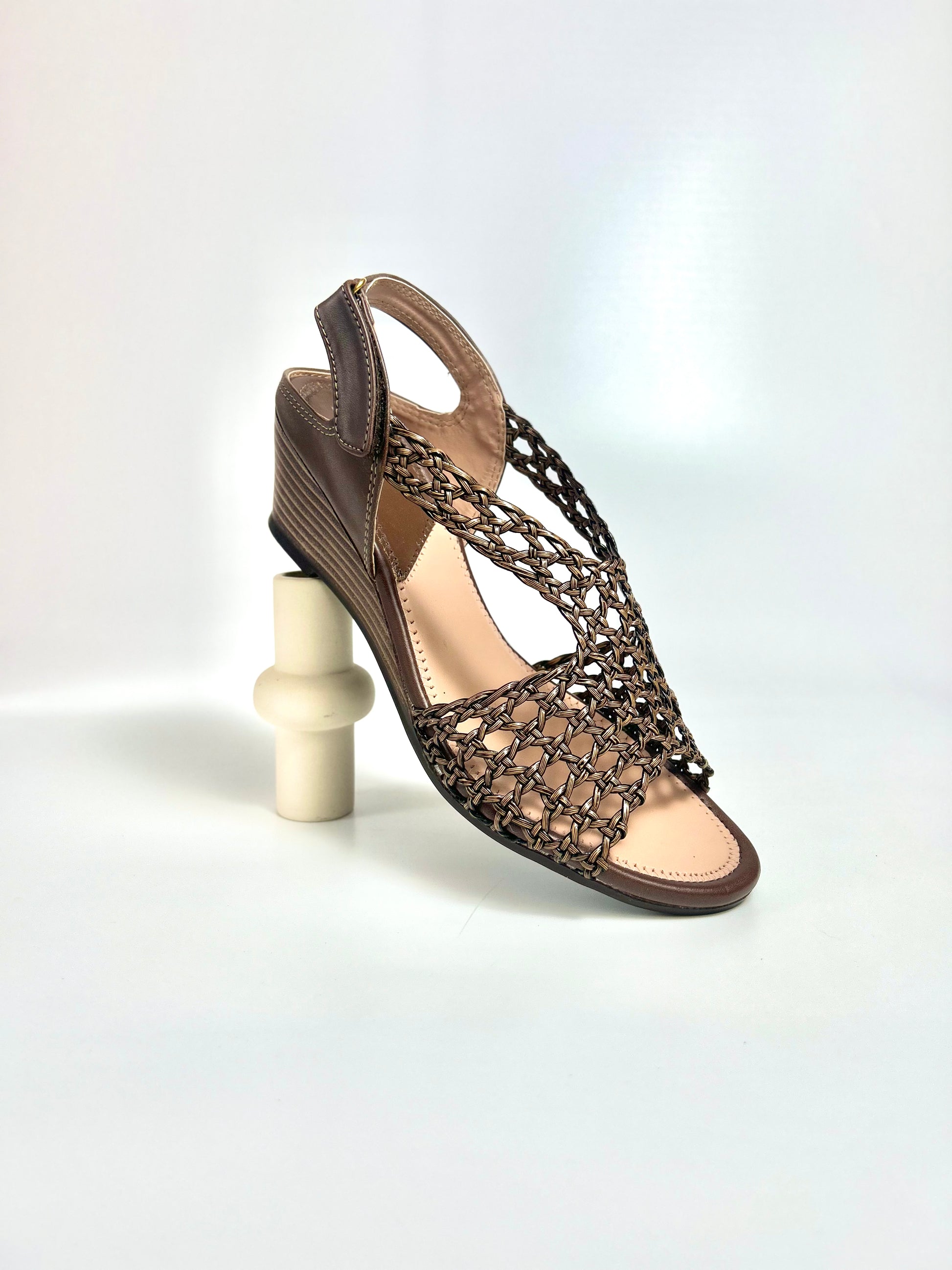The Air Edit – Brown Mesh Flatform Sandal