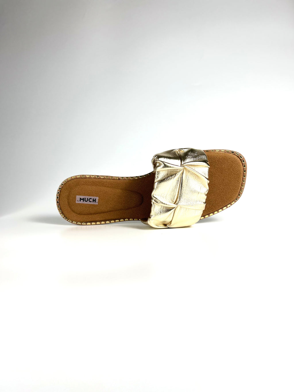 Golden Glint Ruched Slides