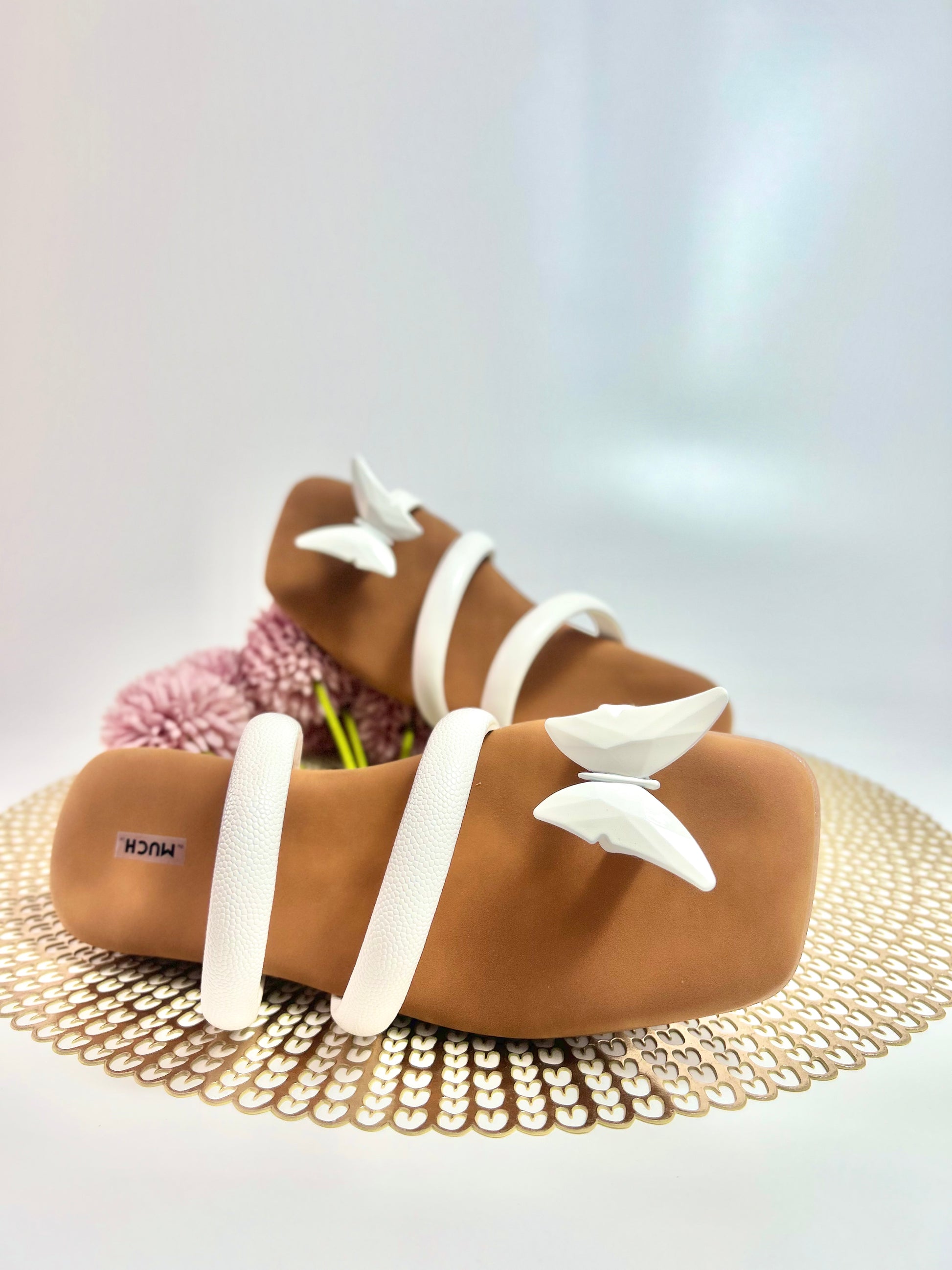 The Flutter Edit – White Butterfly Flat Sandal