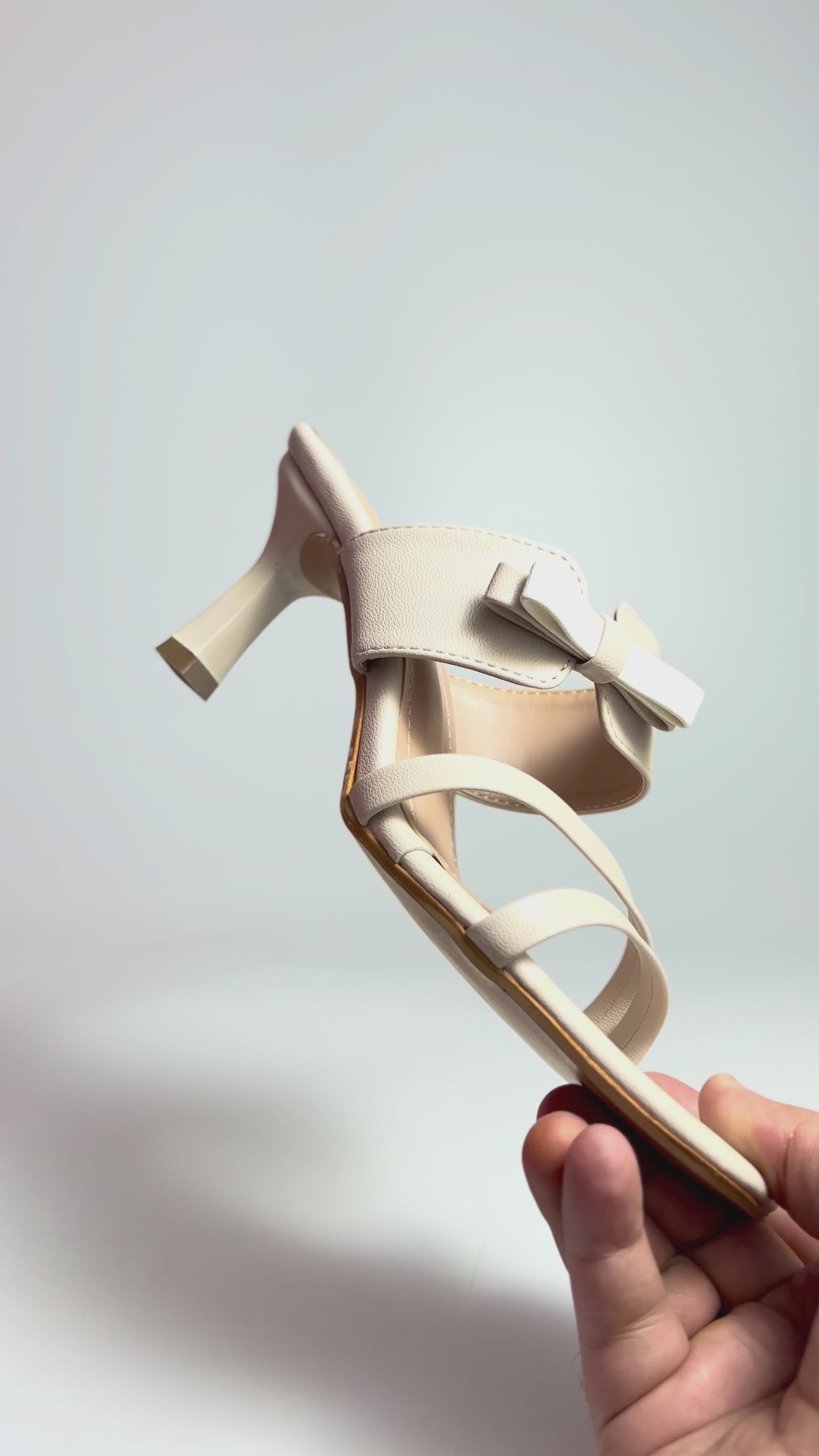 The Hazel Bow – Cream Bow Slip-On Heel